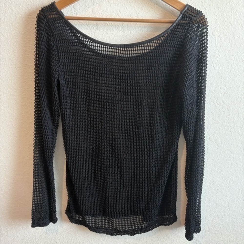 Angels Never Die Open Knit Black Long Sleeve Blouse